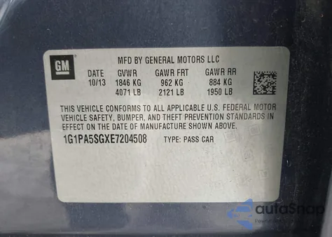 2014 Chevrolet Cruze Ls Auto from USA, damaged, VIN 1G1PA5SGXE7204508